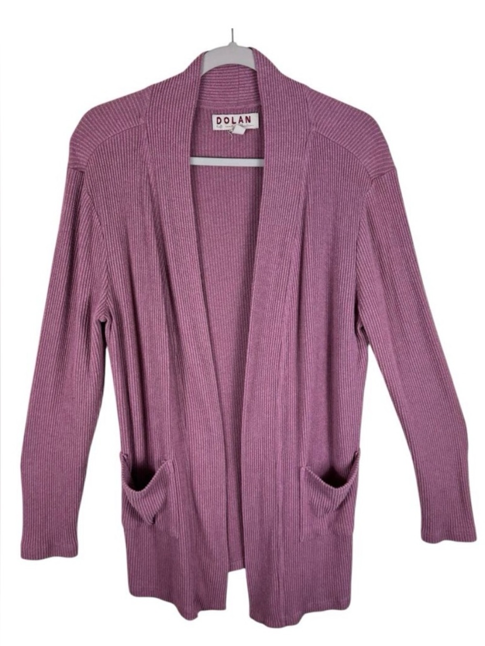DOLAN West Coast Collection Mauve Oversized Open Ribbed Cardigan Pockets Size‎ M